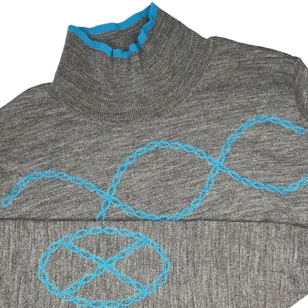Athleta Momentum Wool Blend Cycling Mock Neck DNAEmbroidered Sweater Gray Size L